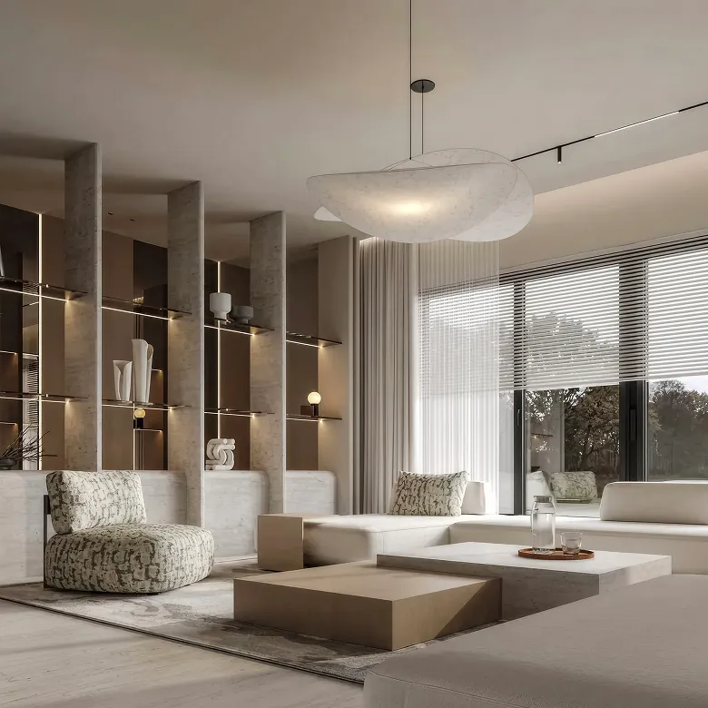 Luxury villa interior design featuring a built-in pool in Dubai.