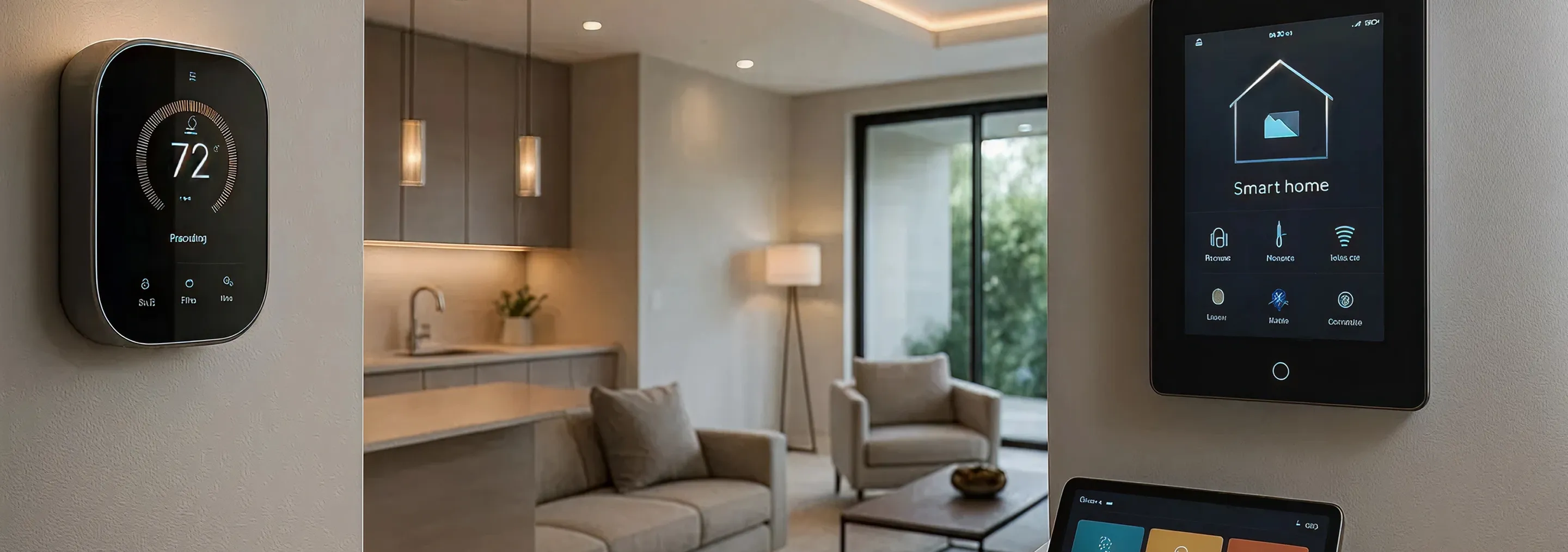 Modern villa interior featuring integrated smart home automation system.