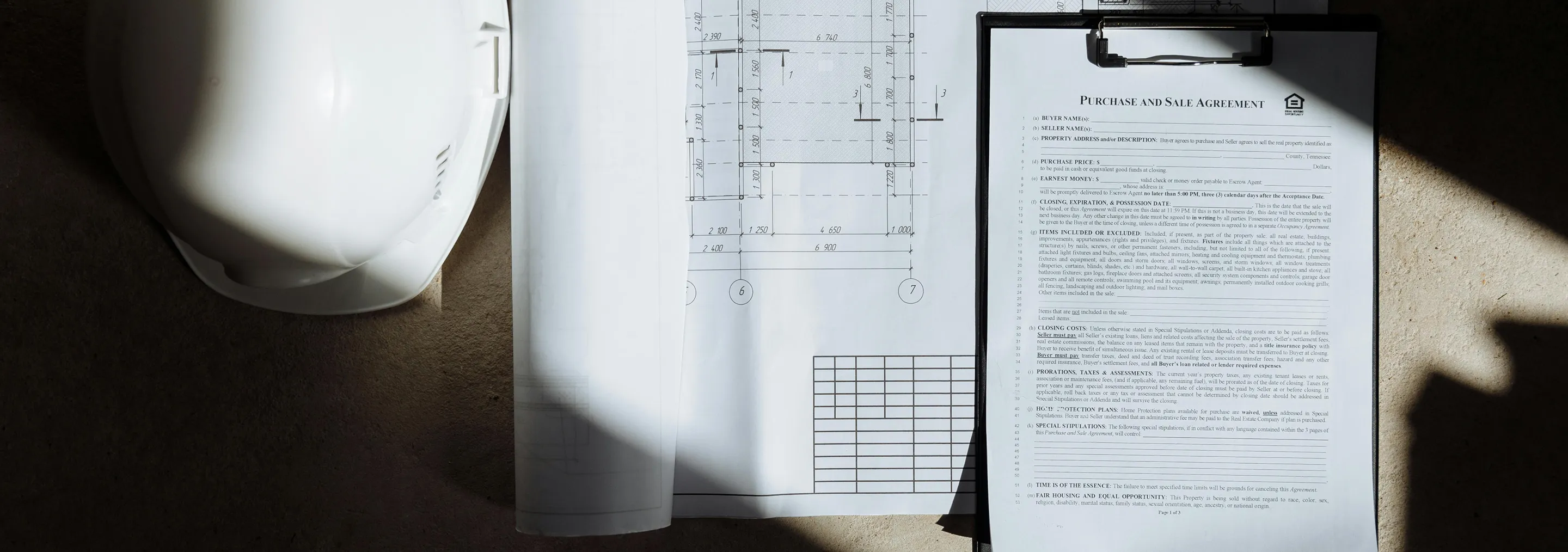 Modern villa design project documents with blueprints.