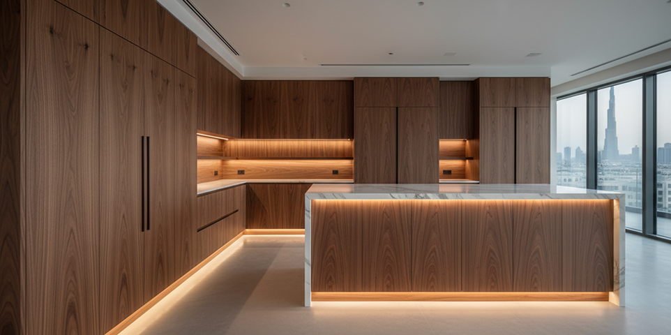 Luxury villa interior design featuring a built-in pool in Dubai.