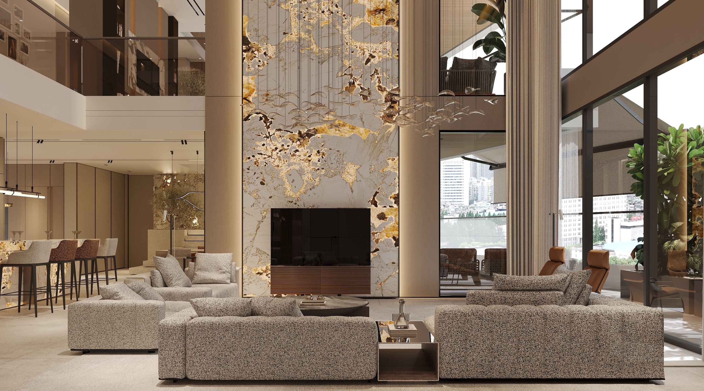 Private penthouse in Kampala, Uganda, with a contemporary lounge and refined interior finishes.