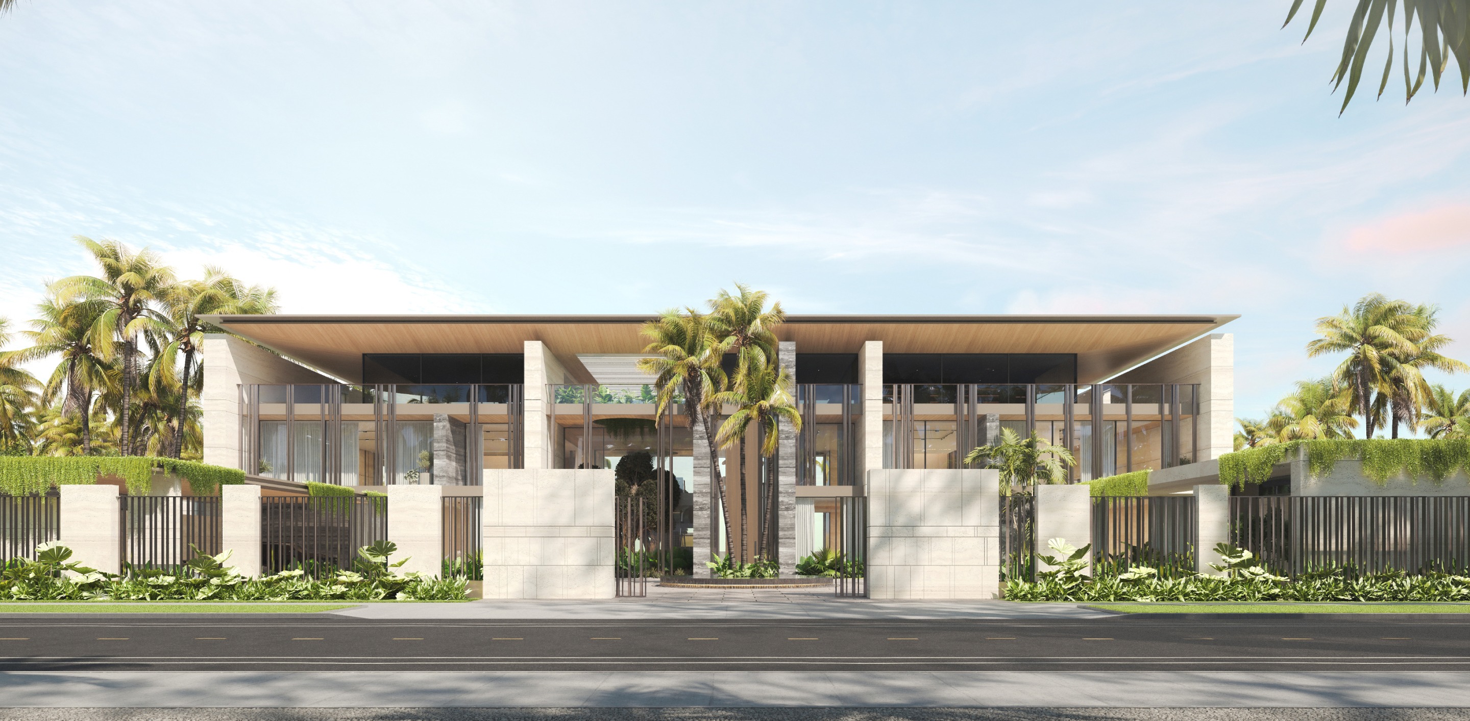 Modern luxury villa with palm trees in Palm Jumeirah, Dubai