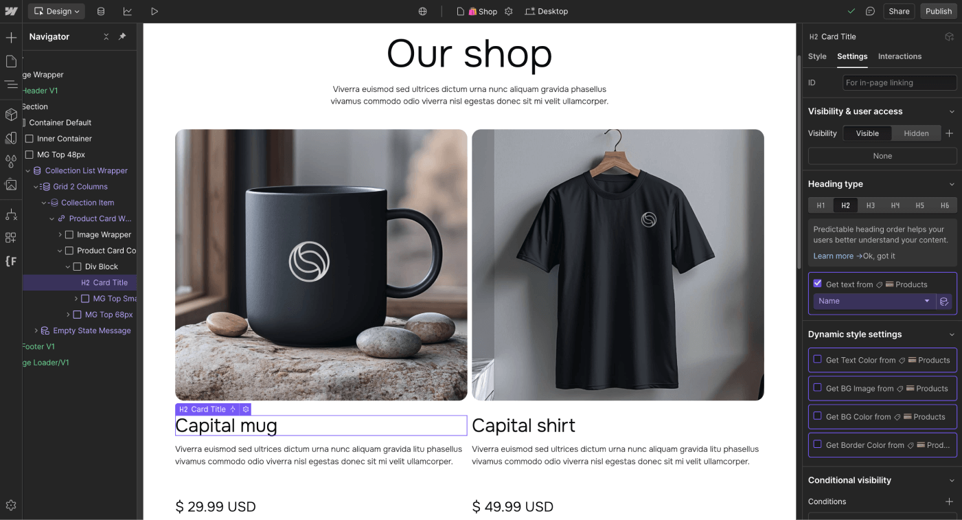 Ecommerce Content - Capital Webflow Template | Brix Templates
