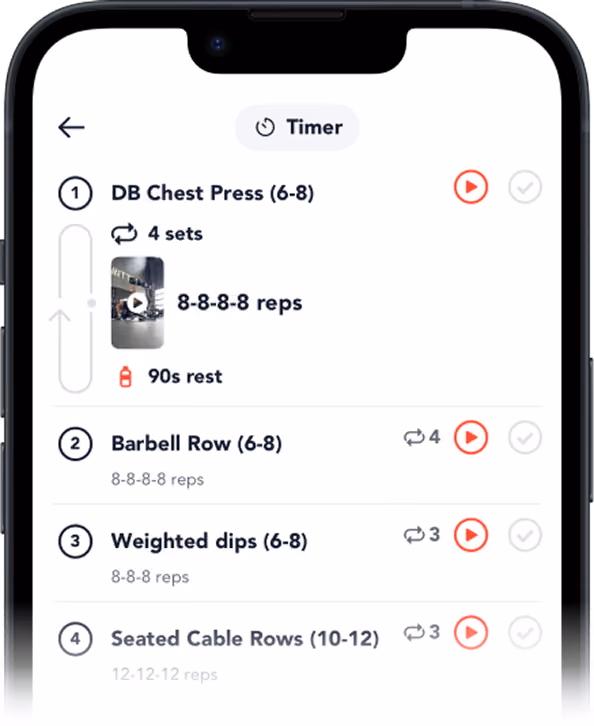 Mobile screen showing a nutrition course playlist with videos titled About Instructor Nick Bare and course pillars.