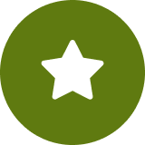 White star icon centered on an olive green circular background.