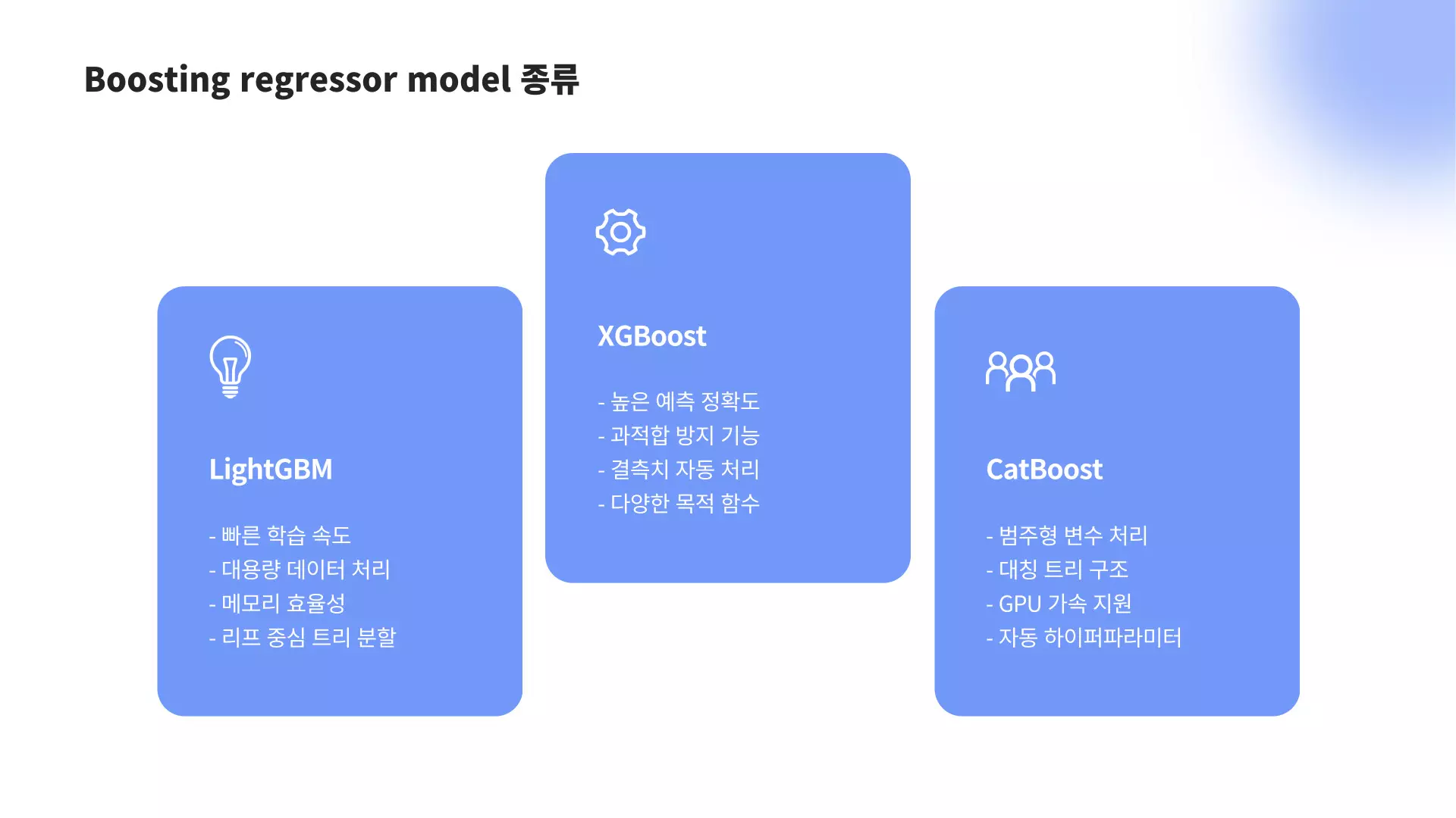 boosting regressor model 종류
