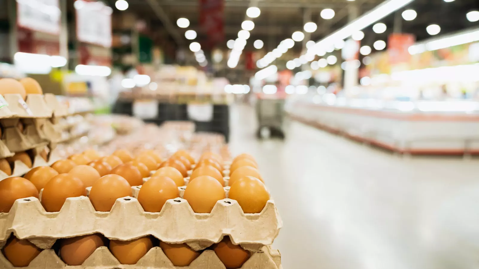 대형 마트 신선식품 코너에 달걀이 가득 진열된 모습. 수요예측을 통한 실시간 품절관리로 신선도와 공급 안정성을 유지하는 유통 환경