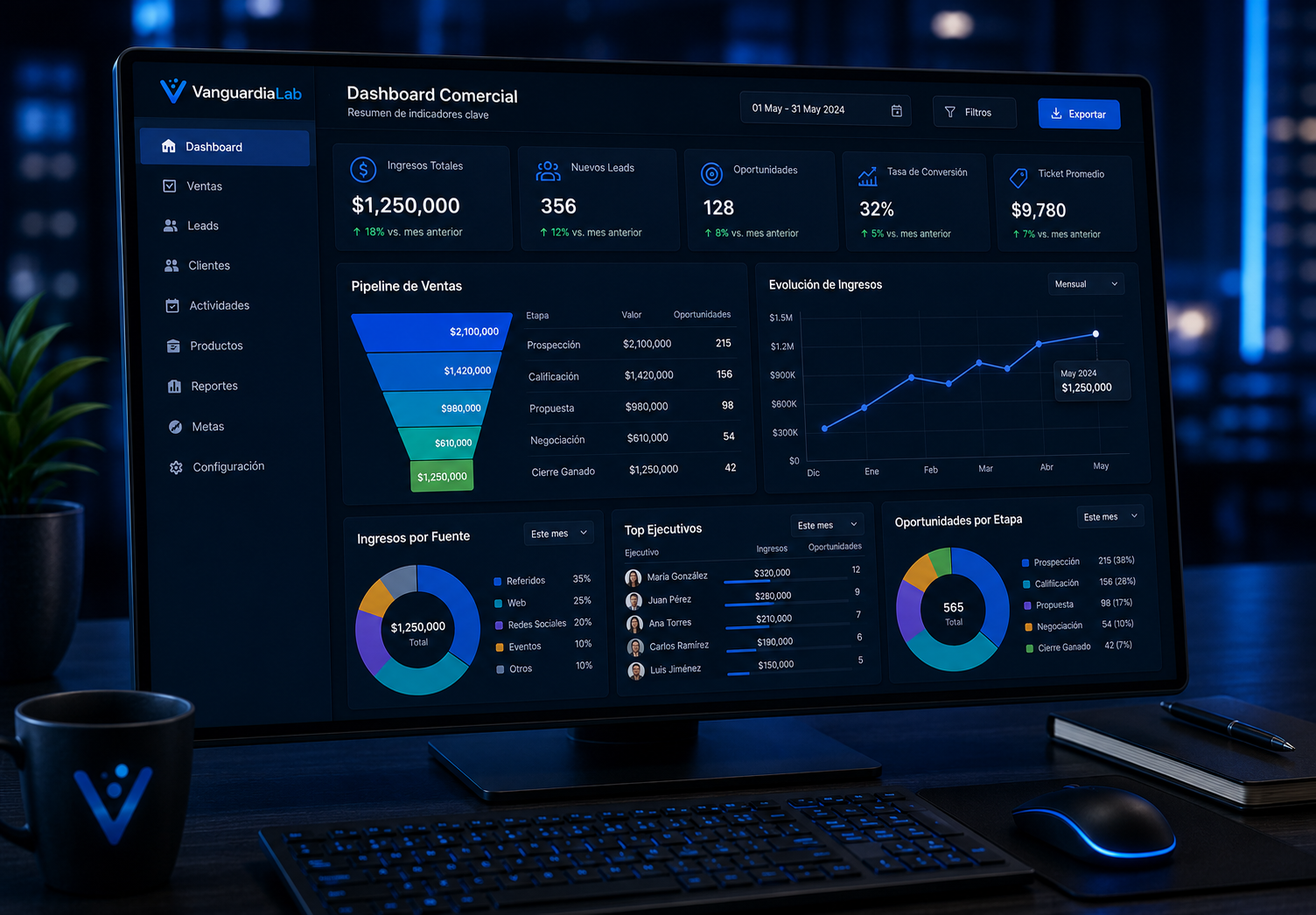 Detalle visual del proyecto CRM para trazabilidad comercial