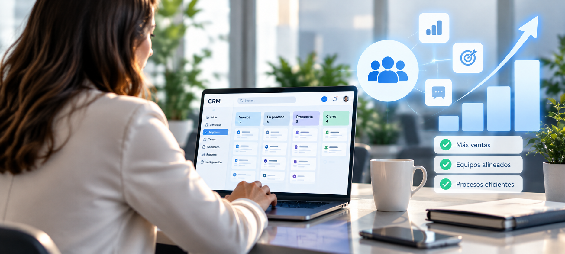 Indicadores de adopción real de un CRM: uso del pipeline, calidad de datos, actividades y reducción de procesos paralelos.