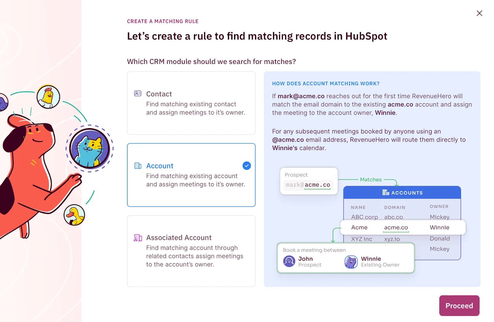 Match lead to account owner using contact/account/associated account