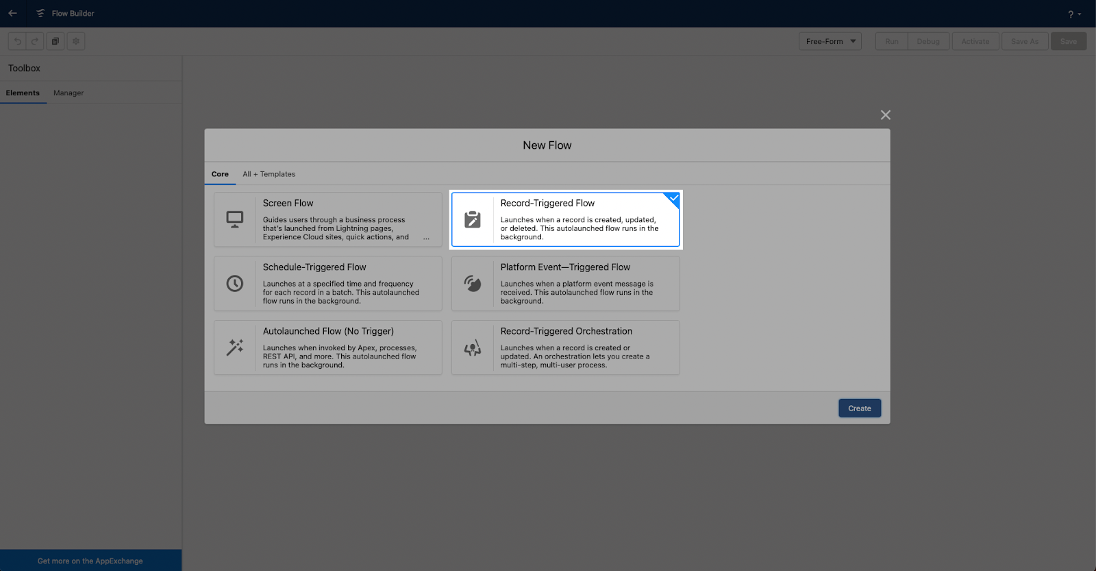 Create a new Flow in Salesforce that is a Record-Triggered Flow
