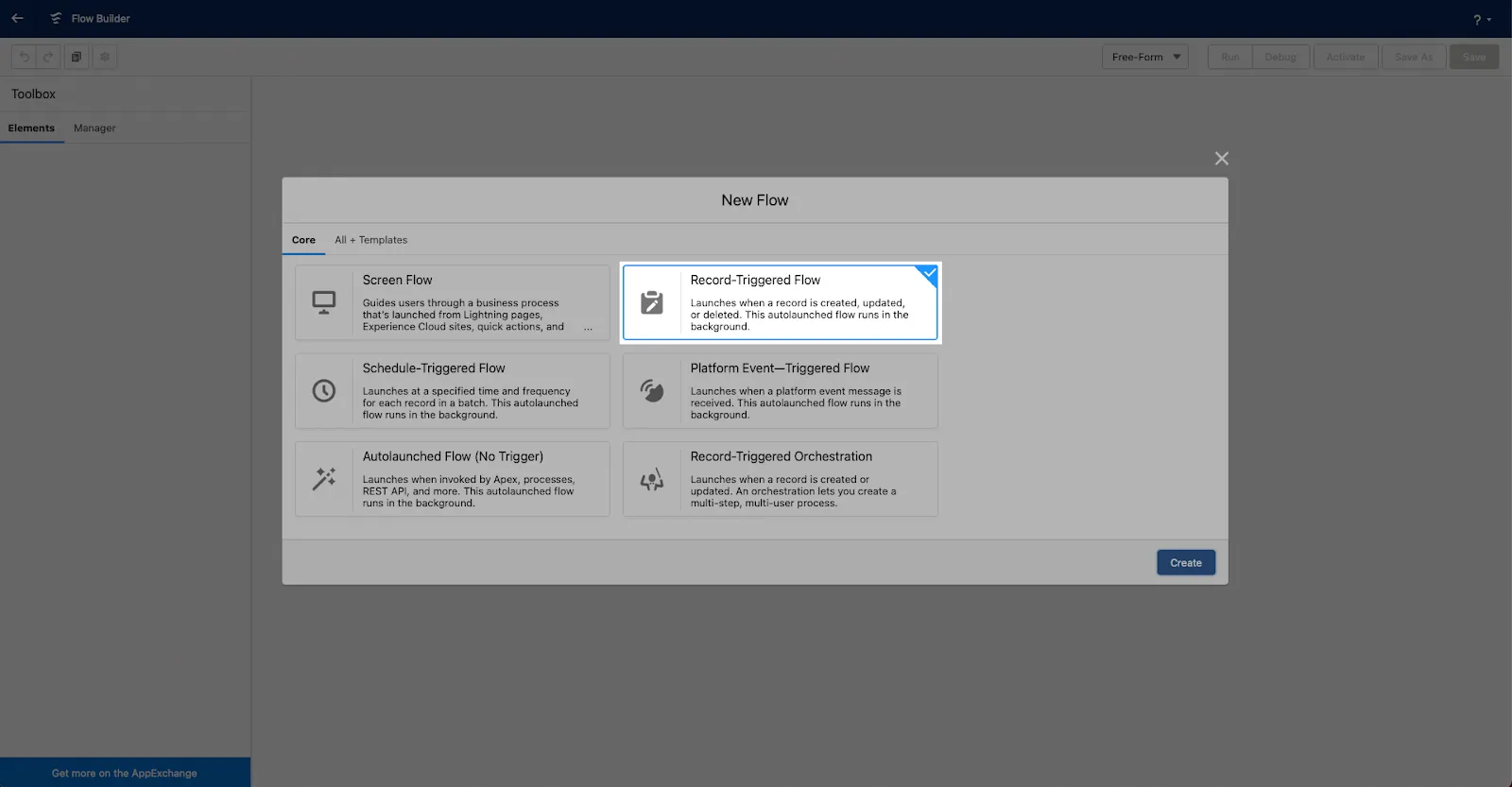 Create a new Flow in Salesforce that is a Record-Triggered Flow