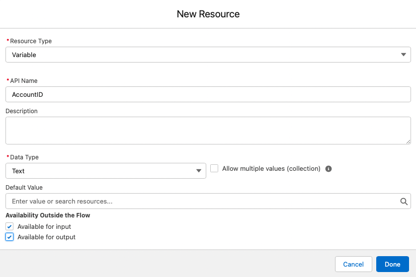 Create a new AccountID variable