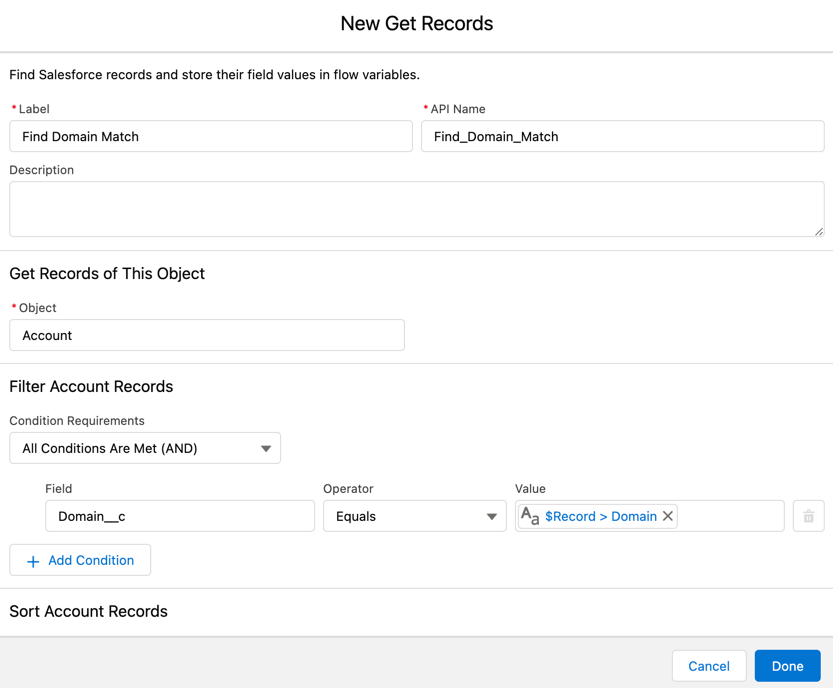 Find Domain match to set up lead to account matching in Salesforce