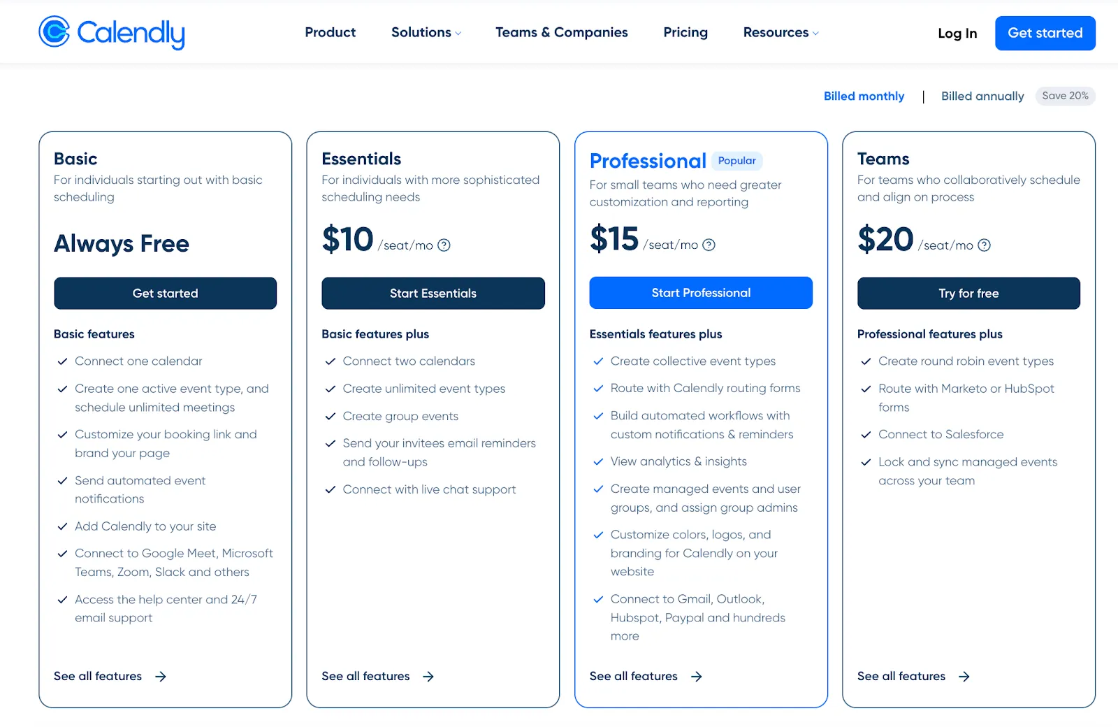 Calendly’s Enterprise Pricing Plan