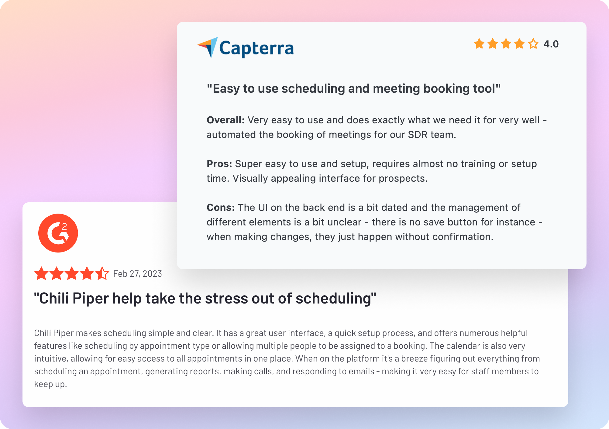 Chili Piper Reviews on G2 and Capterra