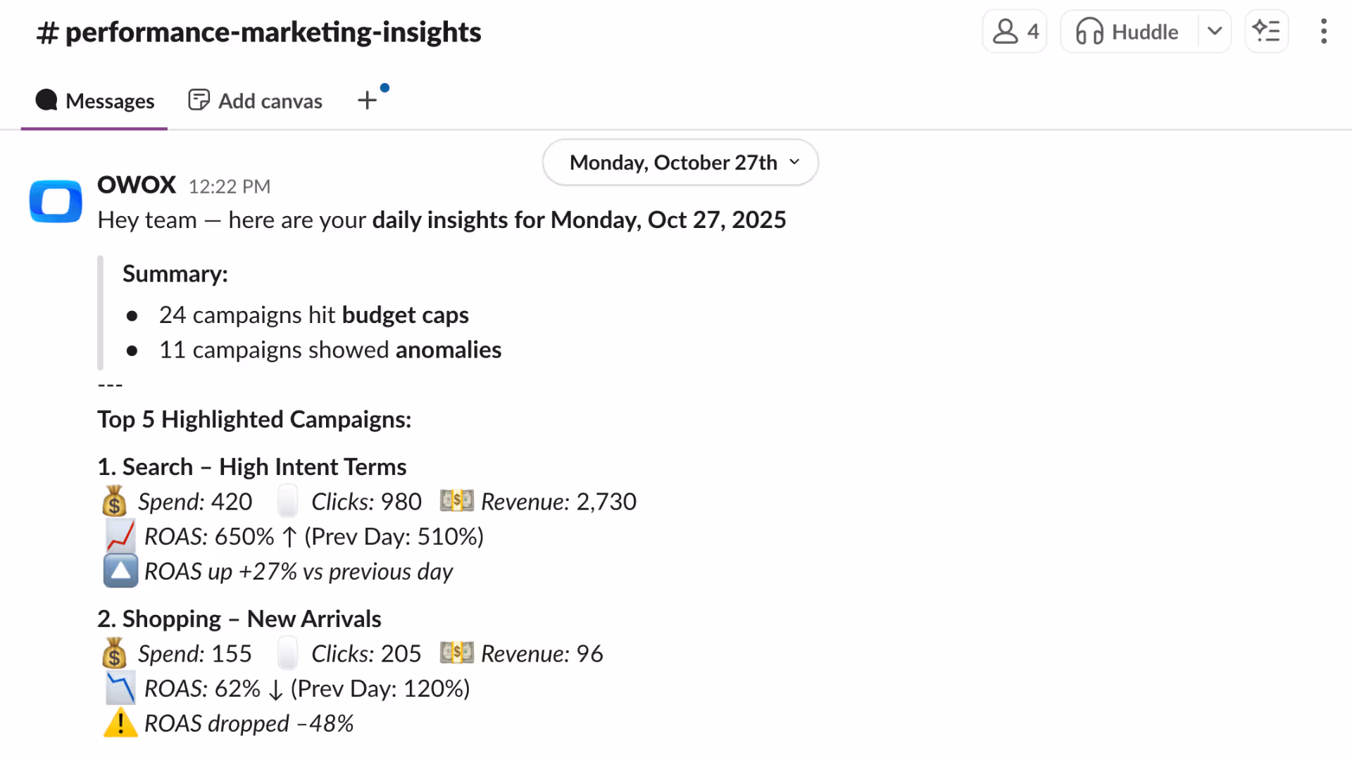Business user receives insights in Slack, Team or by Email