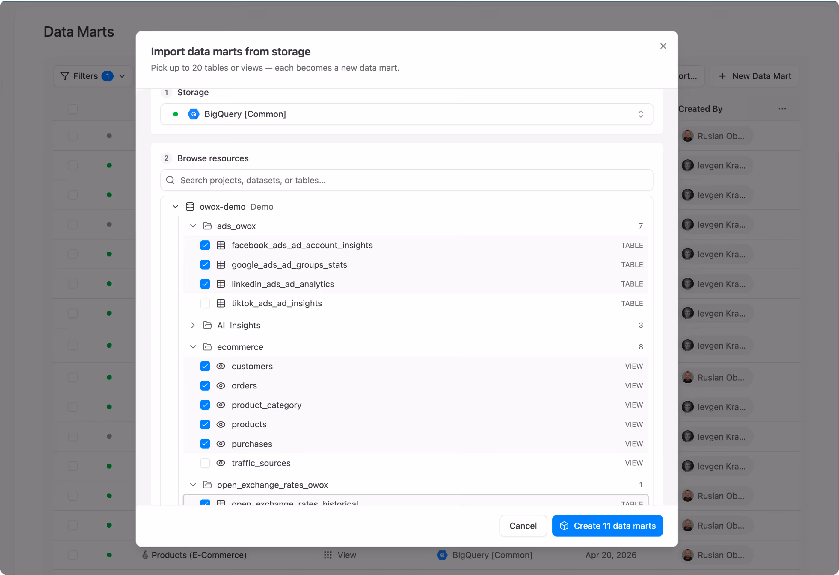 Build your Data Mart library in one click