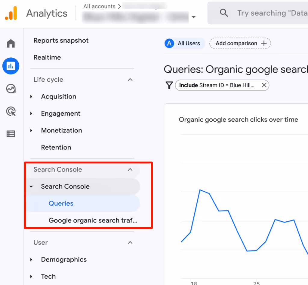 Search Console integration focusing on Queries and Google Organic Search Traffic Report. i-shadow
