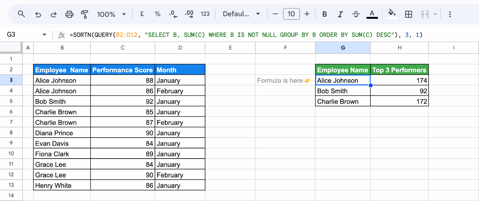 SORTN combined with QUERY in Google Sheets to filter and rank data in one step. i-border
