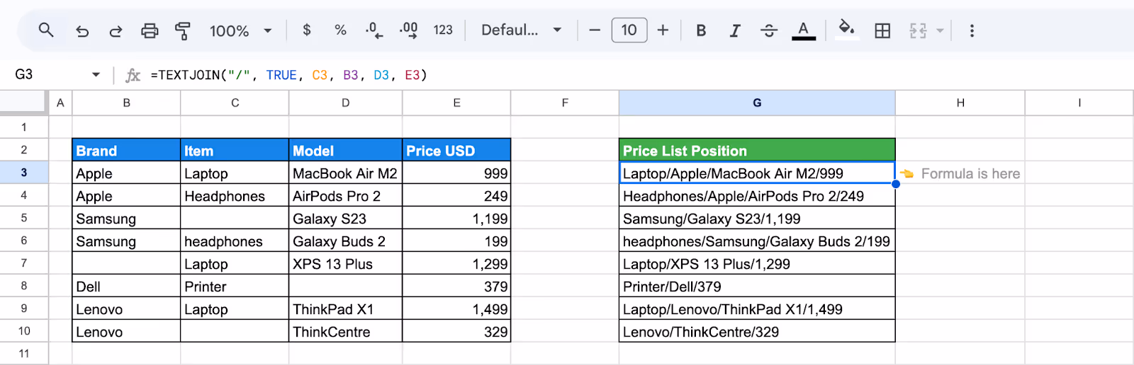 TEXTJOIN function joining values while skipping blank cells. i-border