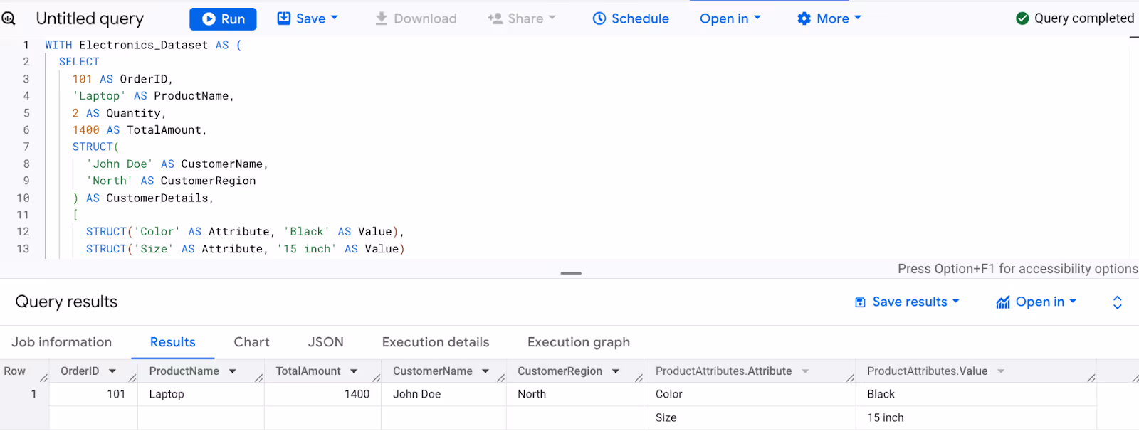 Handling nested JSON structures in BigQuery by combining STRUCT and ARRAY. i-shadow