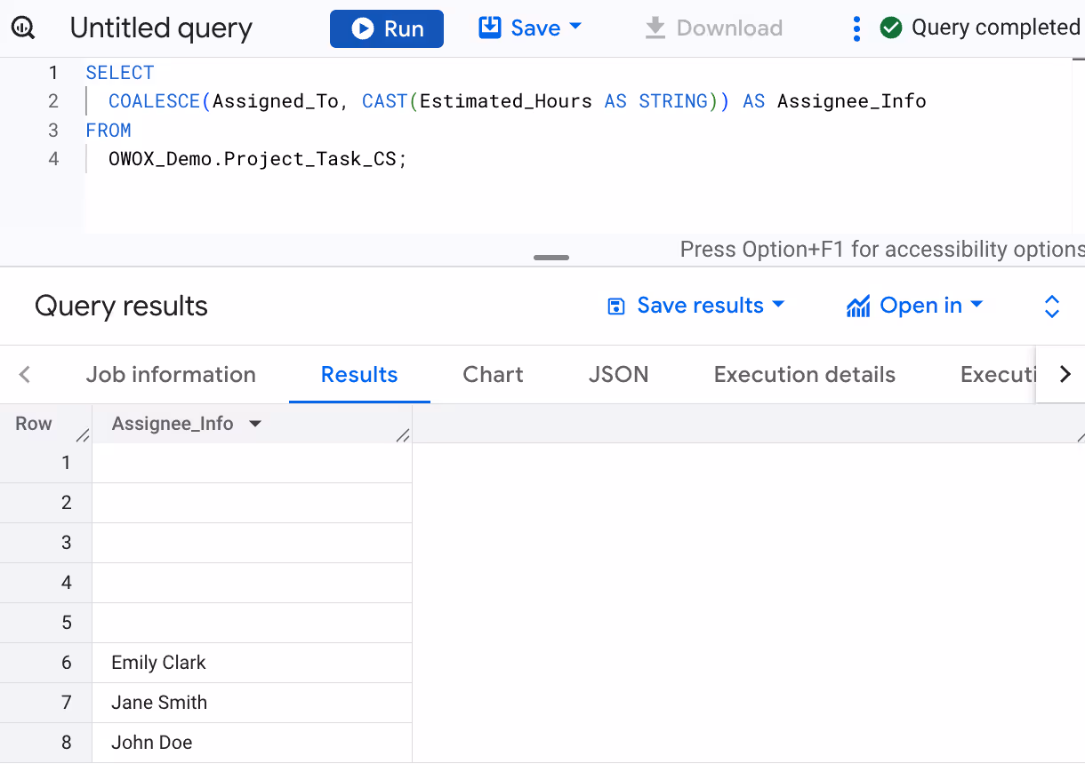 SQL query using COALESCE with CAST to ensure both arguments are strings and prevent type mismatch errors. i-shadow