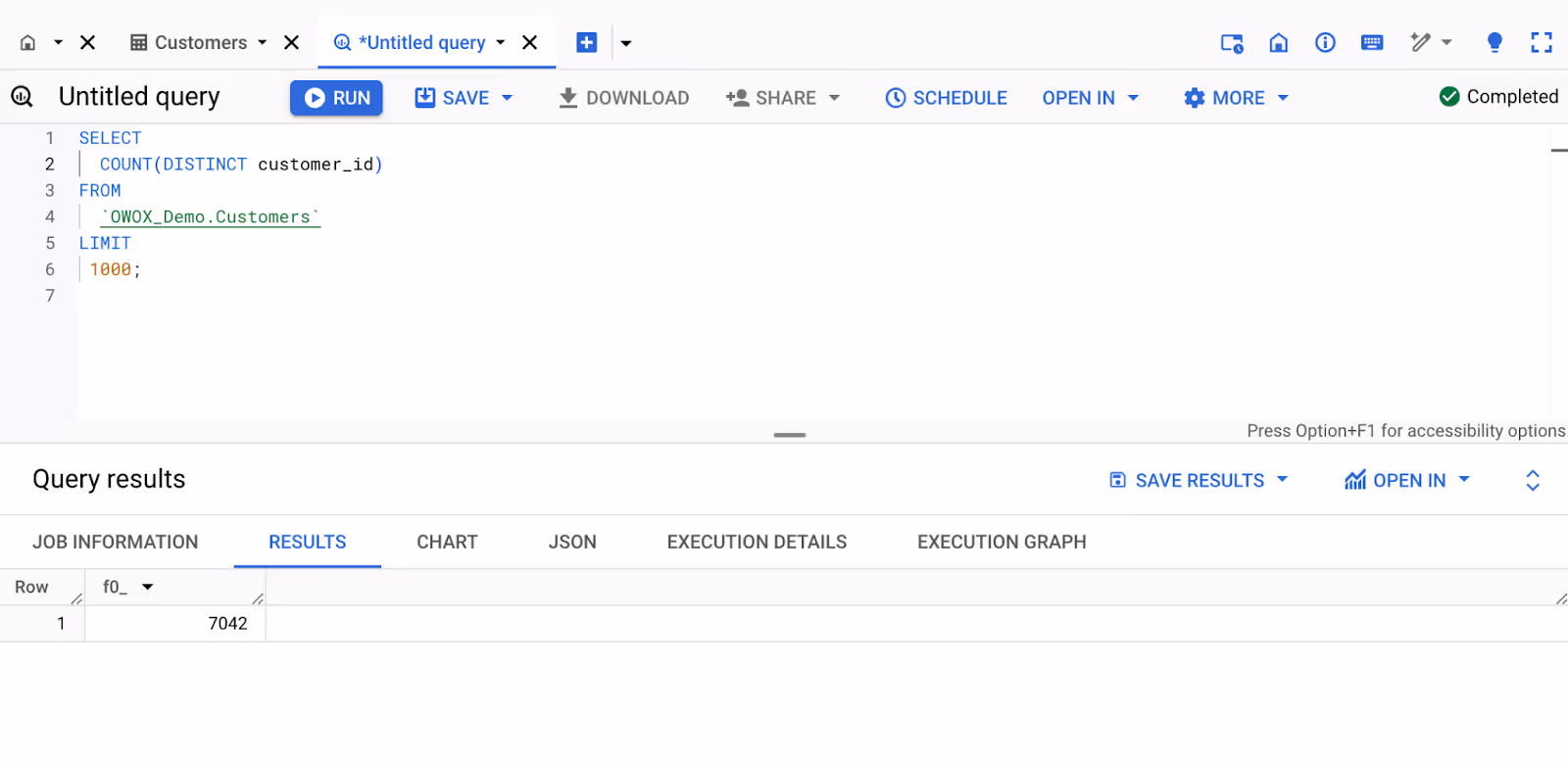 Example of properly formatted SQL Code written in BigQuery. i-shadow