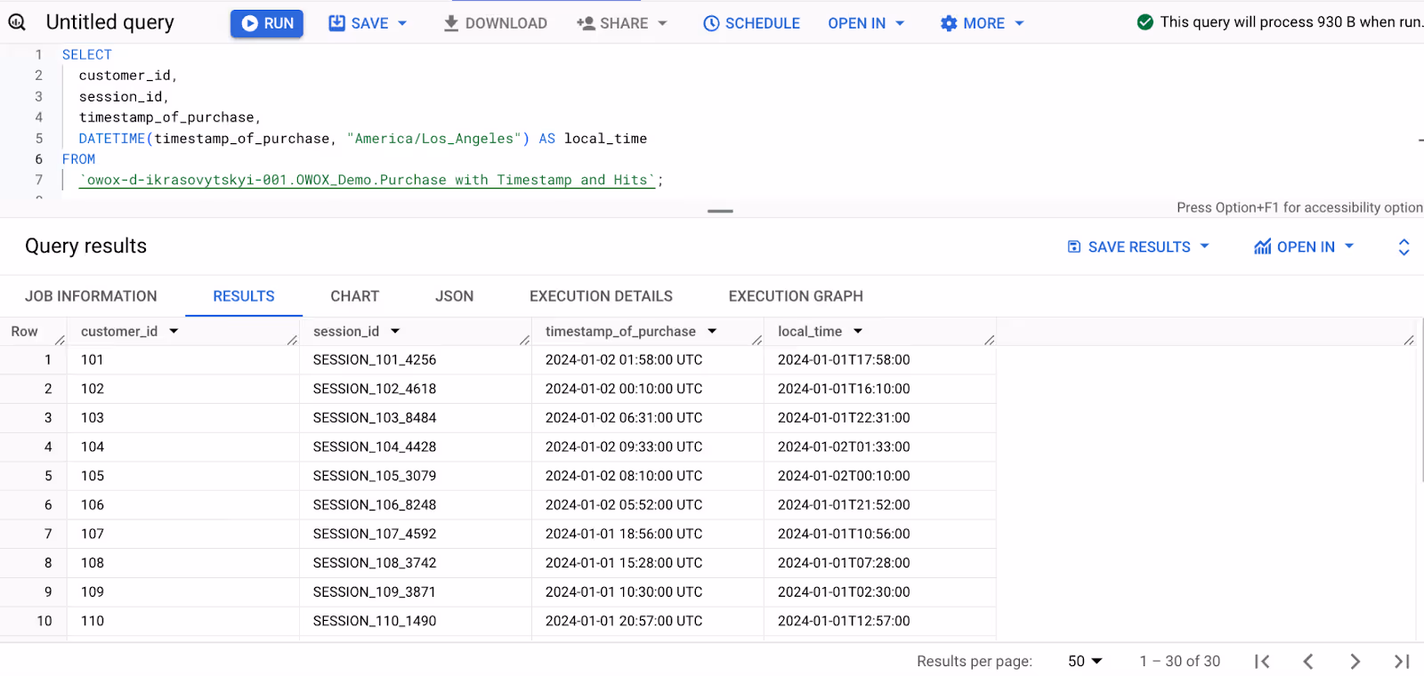 Example of using Timestamp function within permitted range for proper analysis and conversion in BigQuery. i-shadow