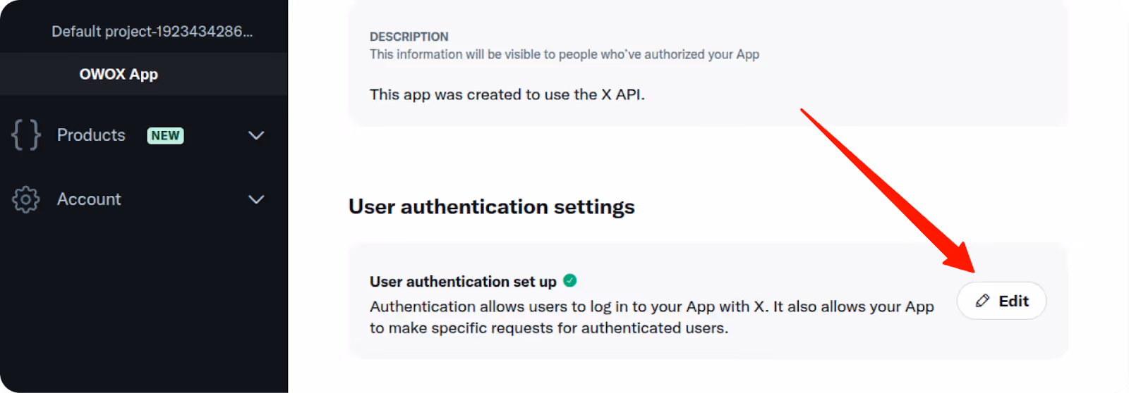 Developer Portal showing a default app under Projects & Apps. i-shadow i-radius