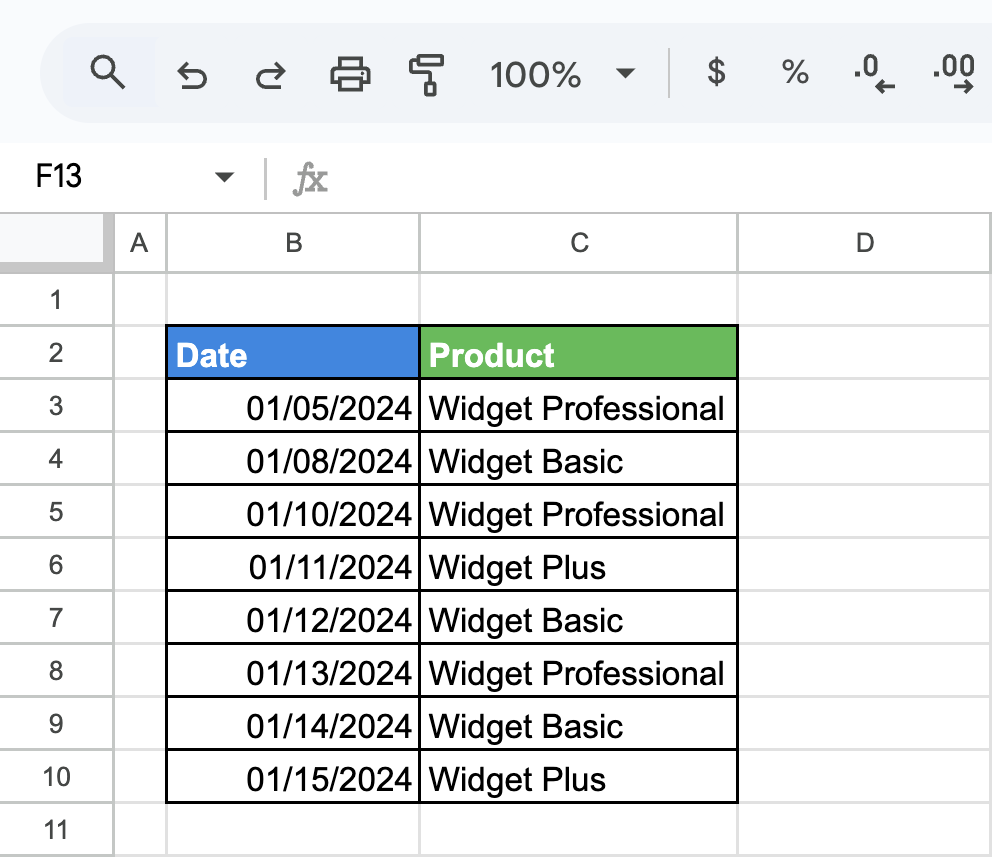 Updated dataset showing all instances of “Widget Pro” replaced with “Widget Professional” in the Product column using Find and Replace. i-shadow