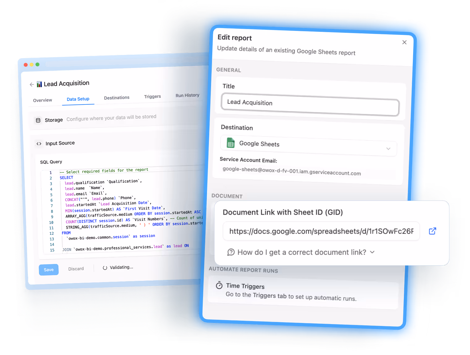 Google Sheets Export
