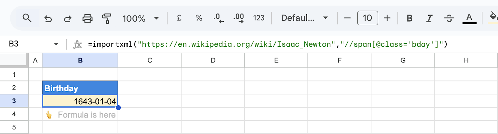 Extracting content from a specific HTML tag using ImportXML in Google Sheets. i-shadow