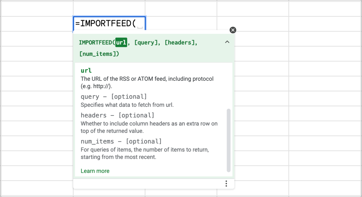 Using the ImportFEED function in Google Sheets for RSS feeds. i-shadow