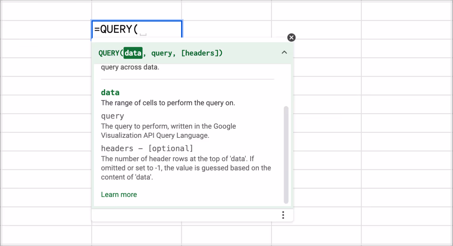 Using the QUERY function with imported data in Google Sheets. i-border