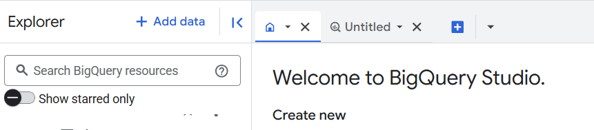 Google BigQuery Studio interface showing the Explorer panel. i-shadow 