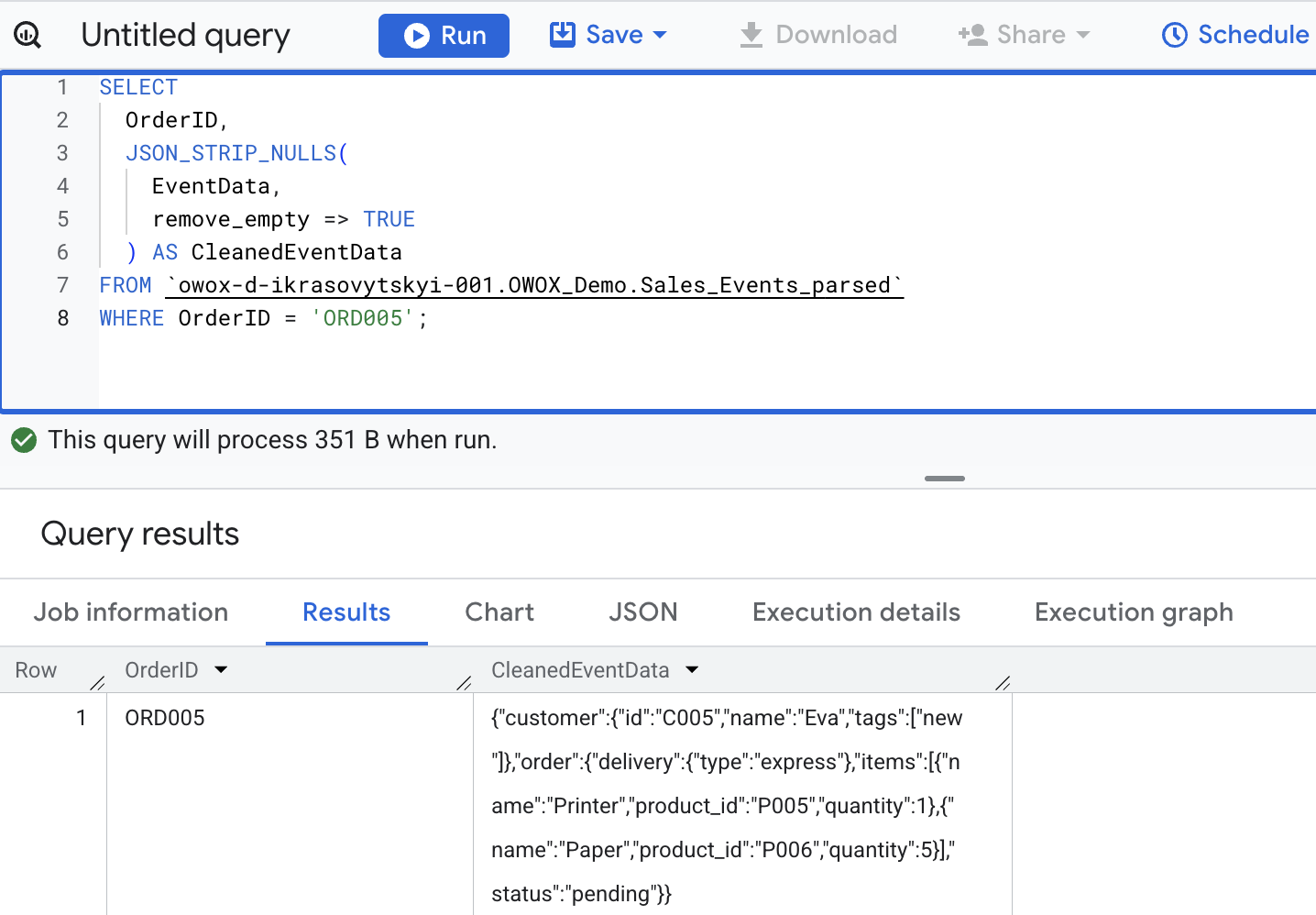 BigQuery using JSON_ARRAY_INSERT to add a new tag at a specific index beyond the current array length in a JSON field. i-shadow