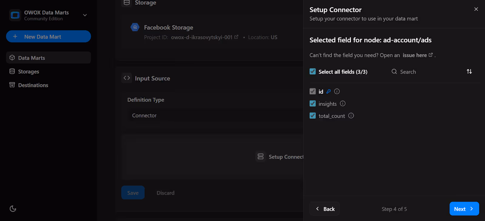 List of available fields from Facebook Ads API to include in the connector. i-shadow