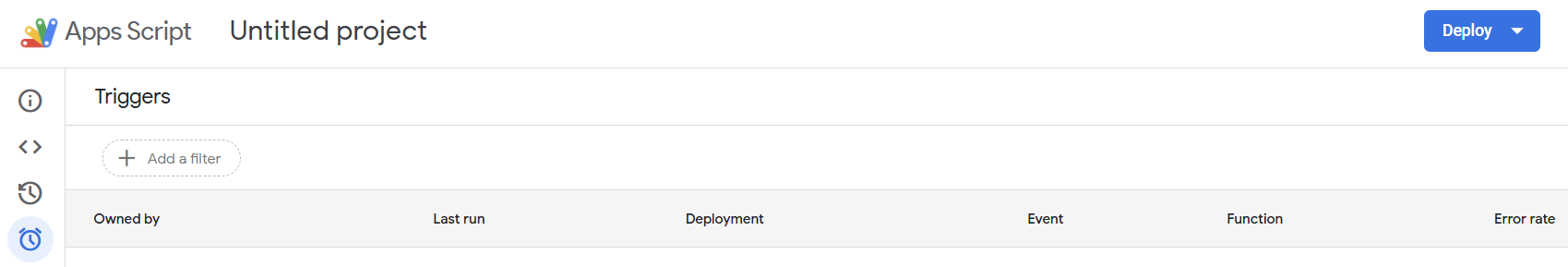 Apps Script triggers panel ready to add scheduled triggers for automation. i-shadow