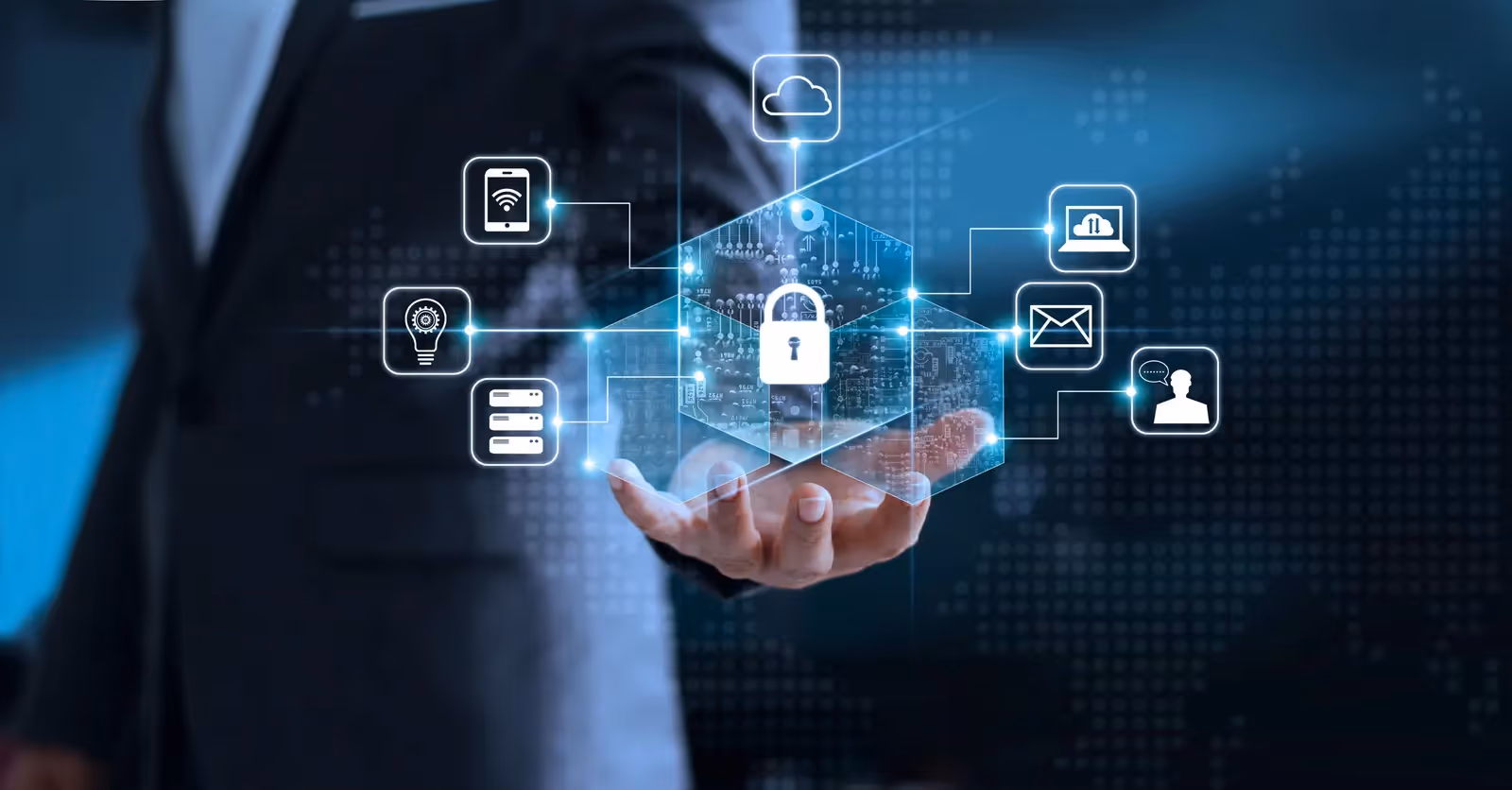Conceptual illustration of cloud-based data integration, access control, and secure infrastructure in modern digital ecosystems. i-radius