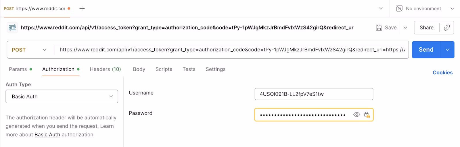 Postman request showing Basic Auth fields for App ID and Secret.
