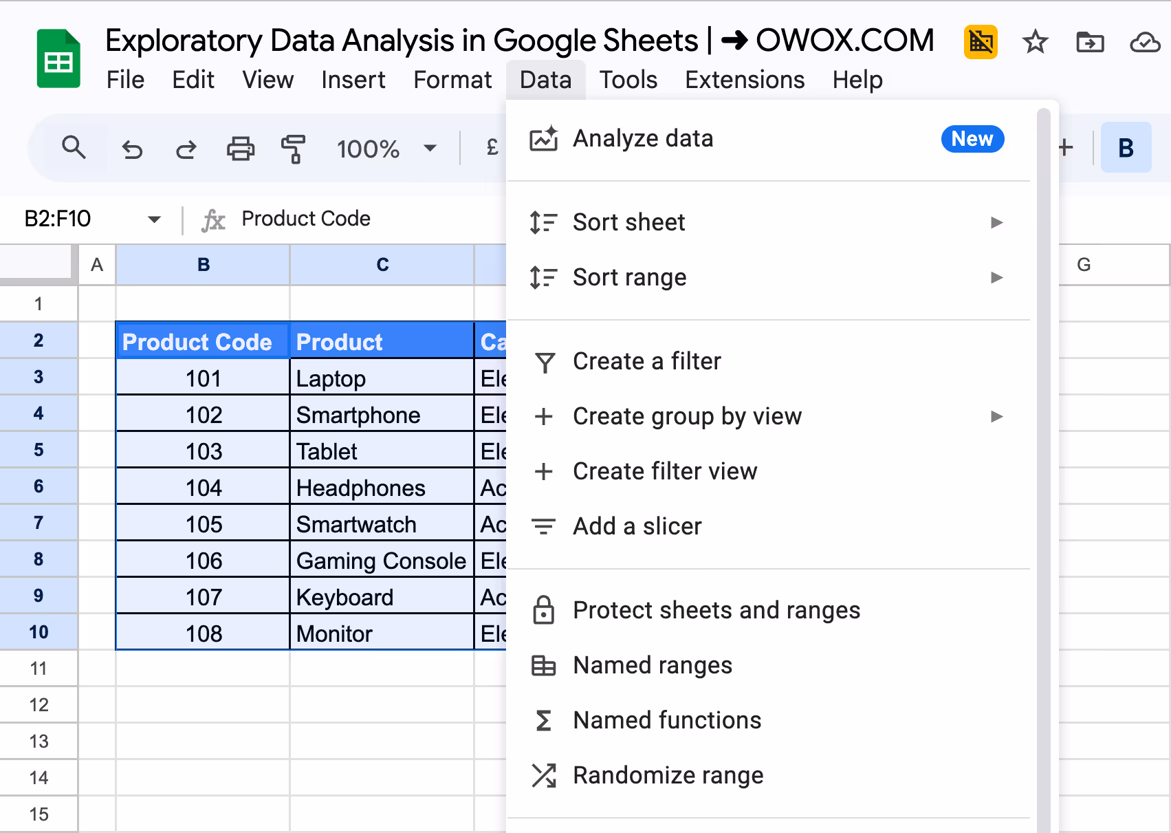 Creating a filter in Google Sheets to organize and analyze data efficiently. i-border