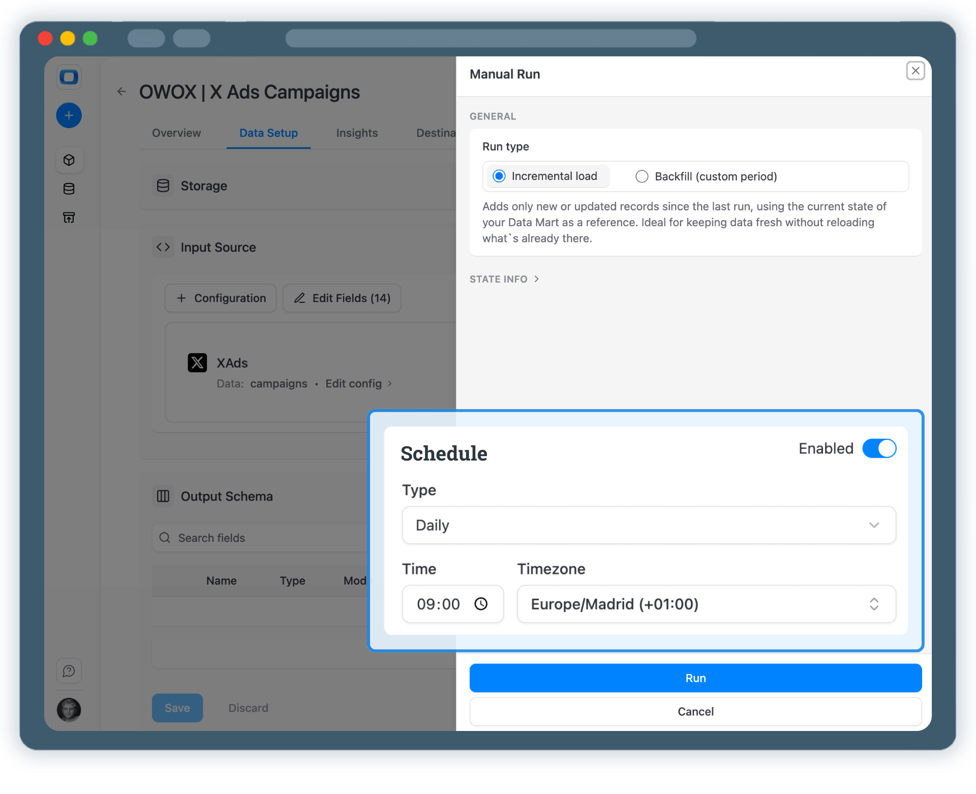 Step 4: Run & Schedule X Ads Data Collection