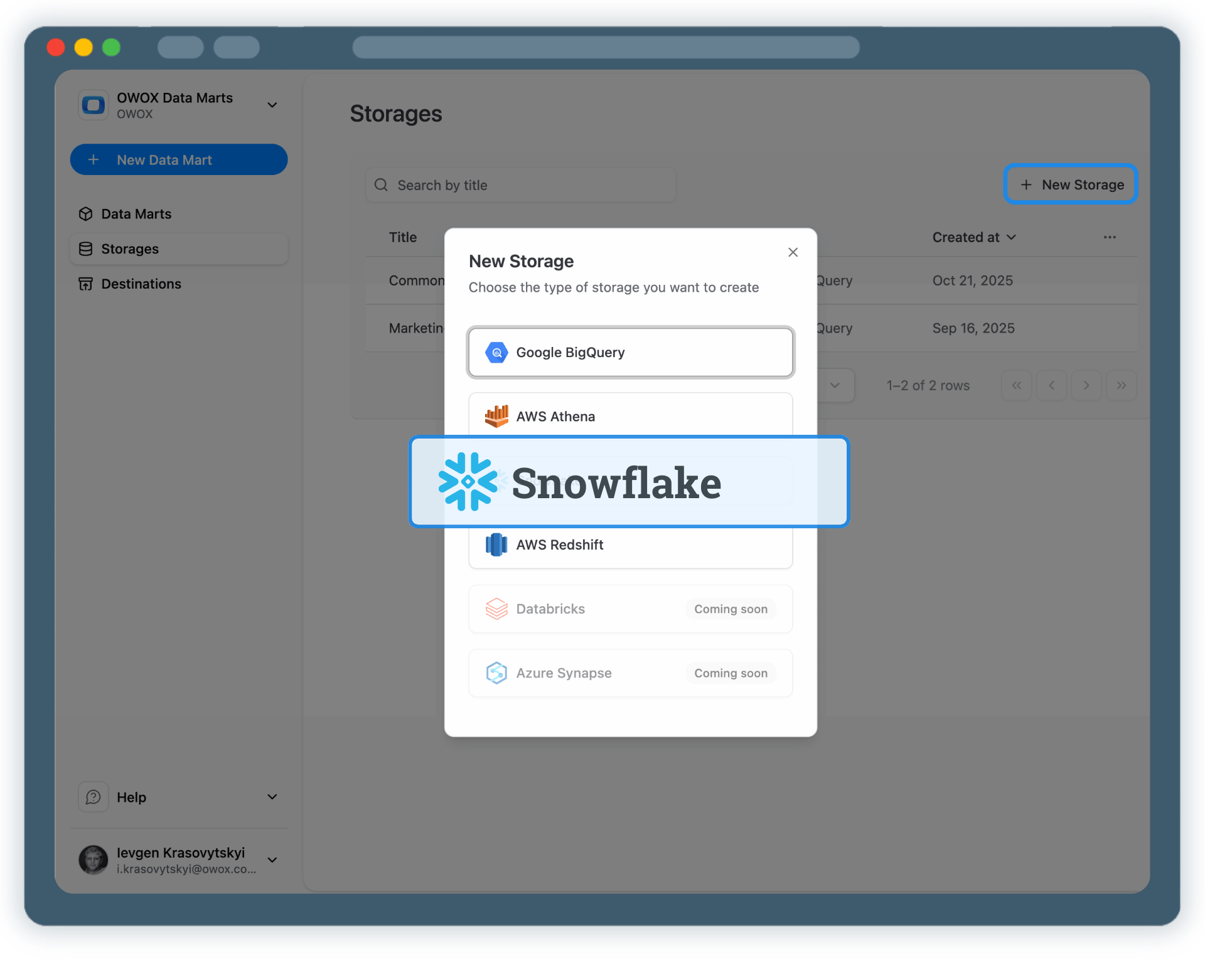 Step 1: Create a Snowflake Data Storage