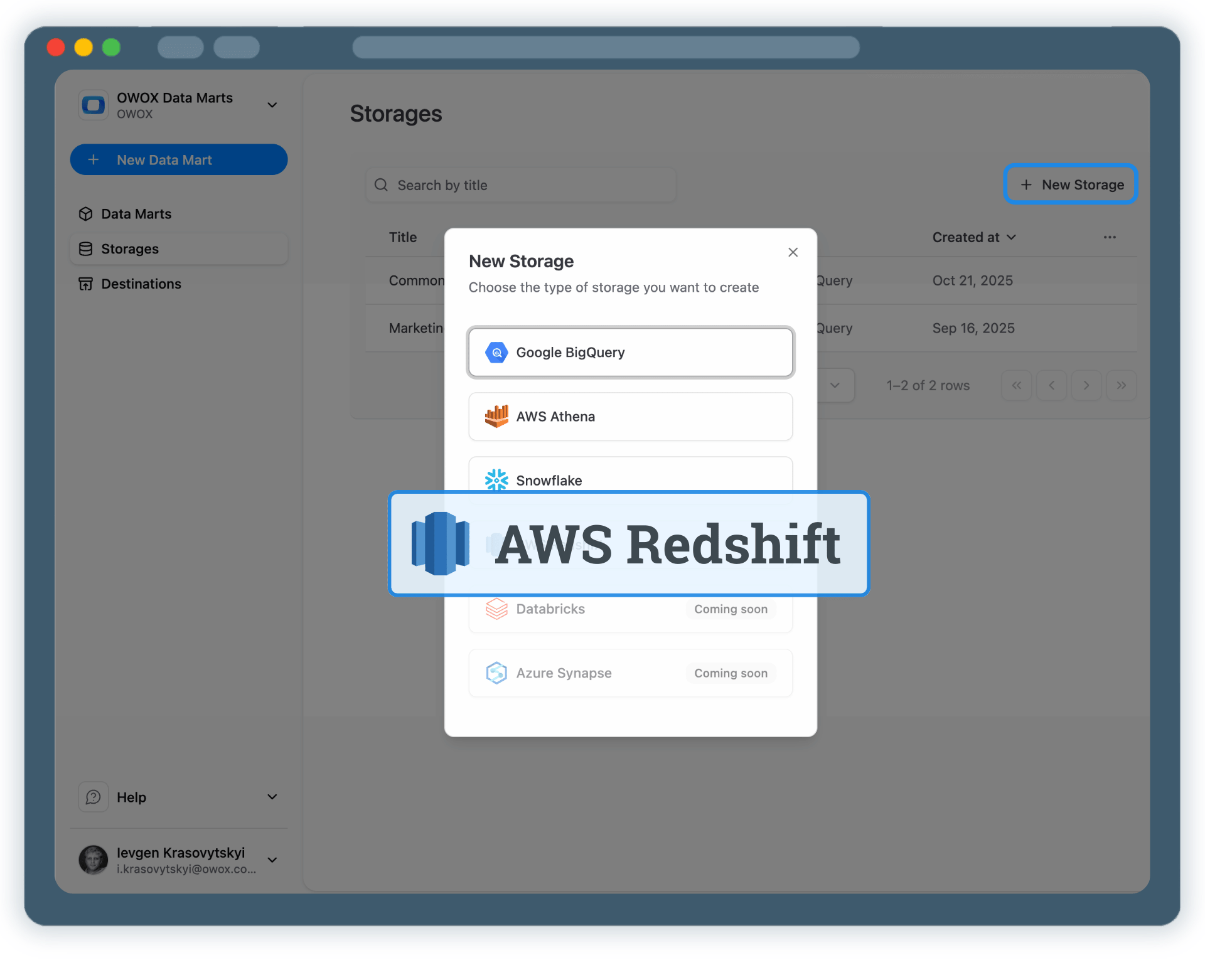 Step 1: Create an AWS Redshift Data Storage