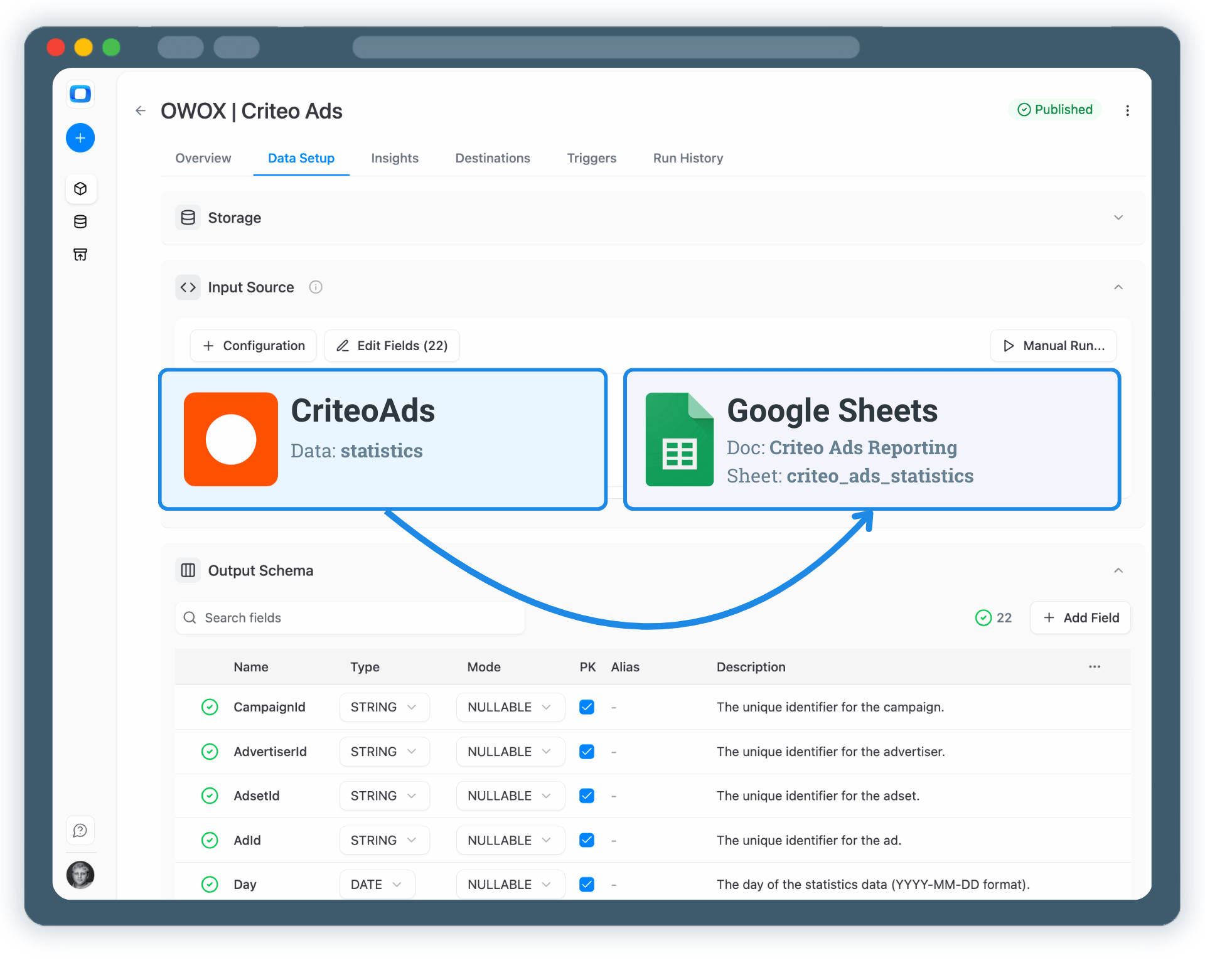 Connect Criteo Ads Data to Google Sheets