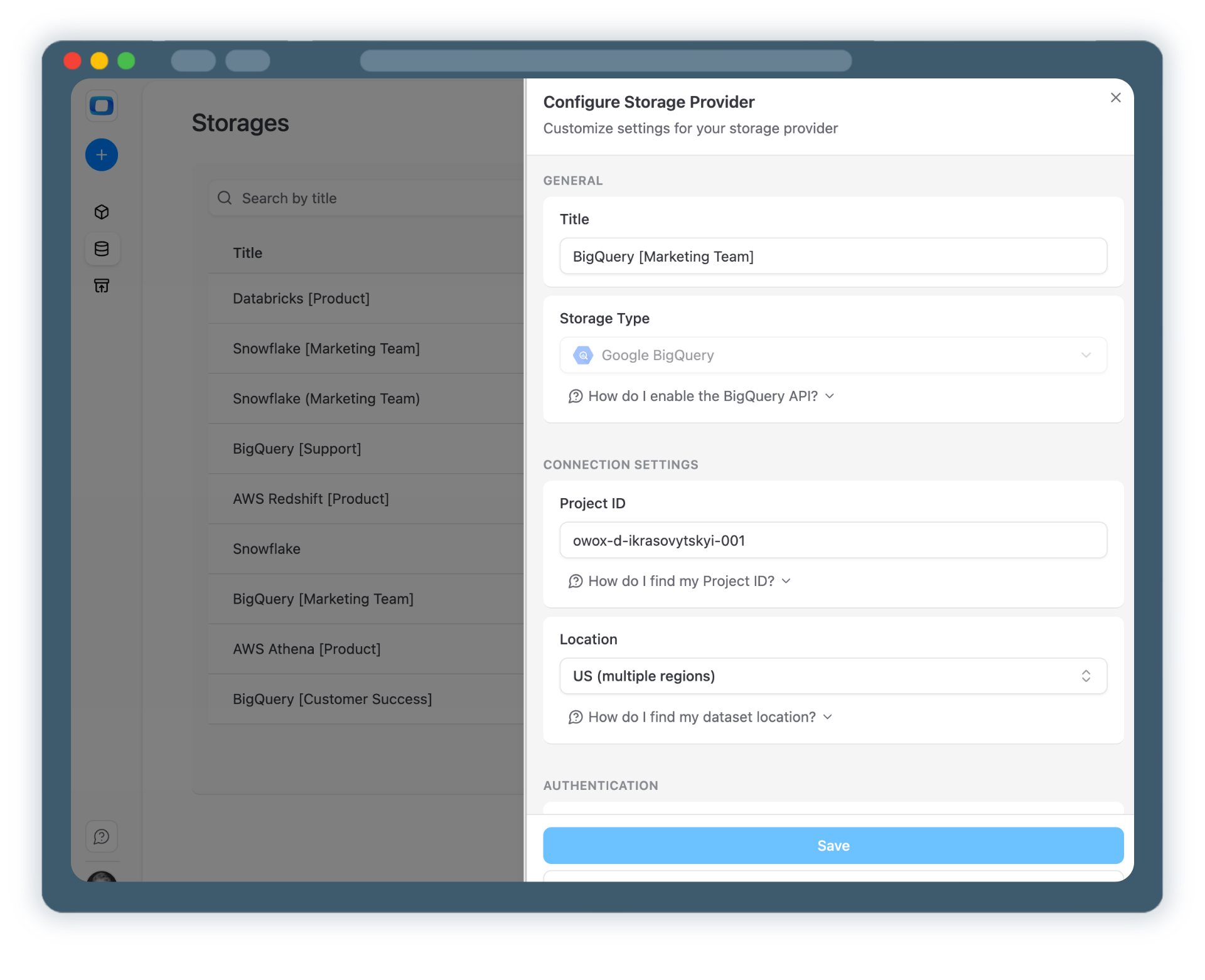 Step 1: Connect Your Google BigQuery Data Storage