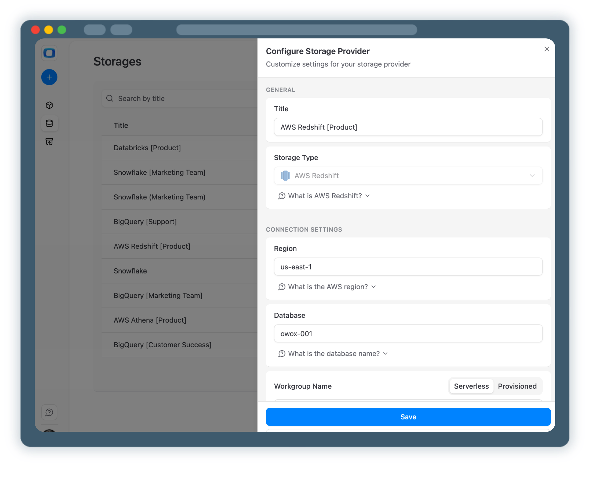 Step 1: Connect Your Amazon Redshift Data Storage