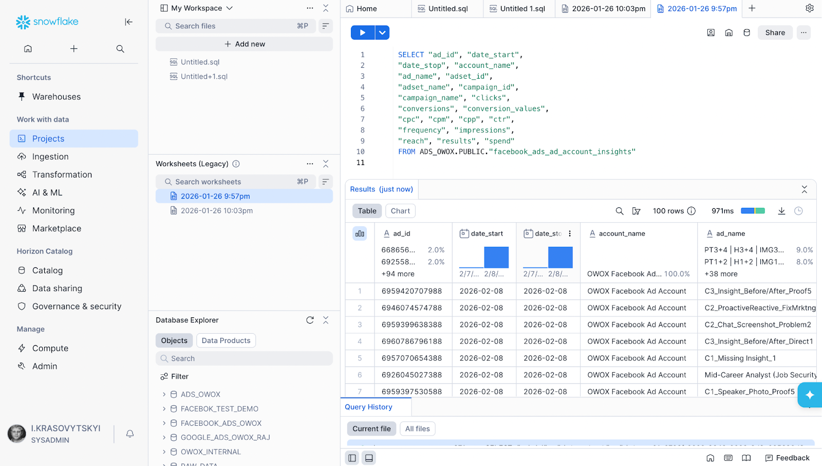 Business analytics stack illustration showing Snowflake as the central data layer connecting data sources, ETL tools, data models, and analytics tools used for reporting and dashboards. i-shadow
