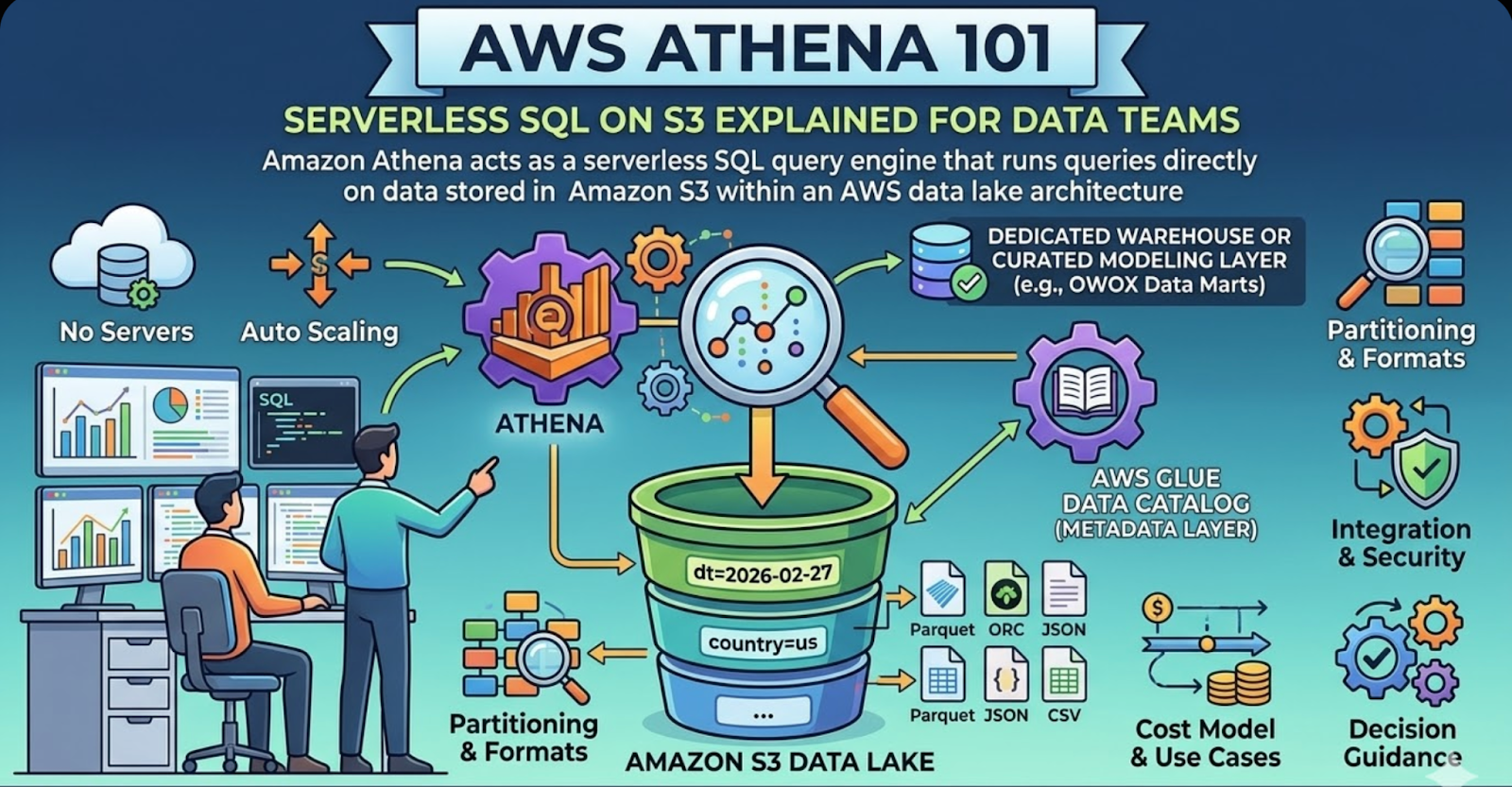 Amazon Athena acts as a serverless SQL query engine that runs queries directly on data stored in Amazon S3 within an AWS data lake architecture. i-radius i-shadow